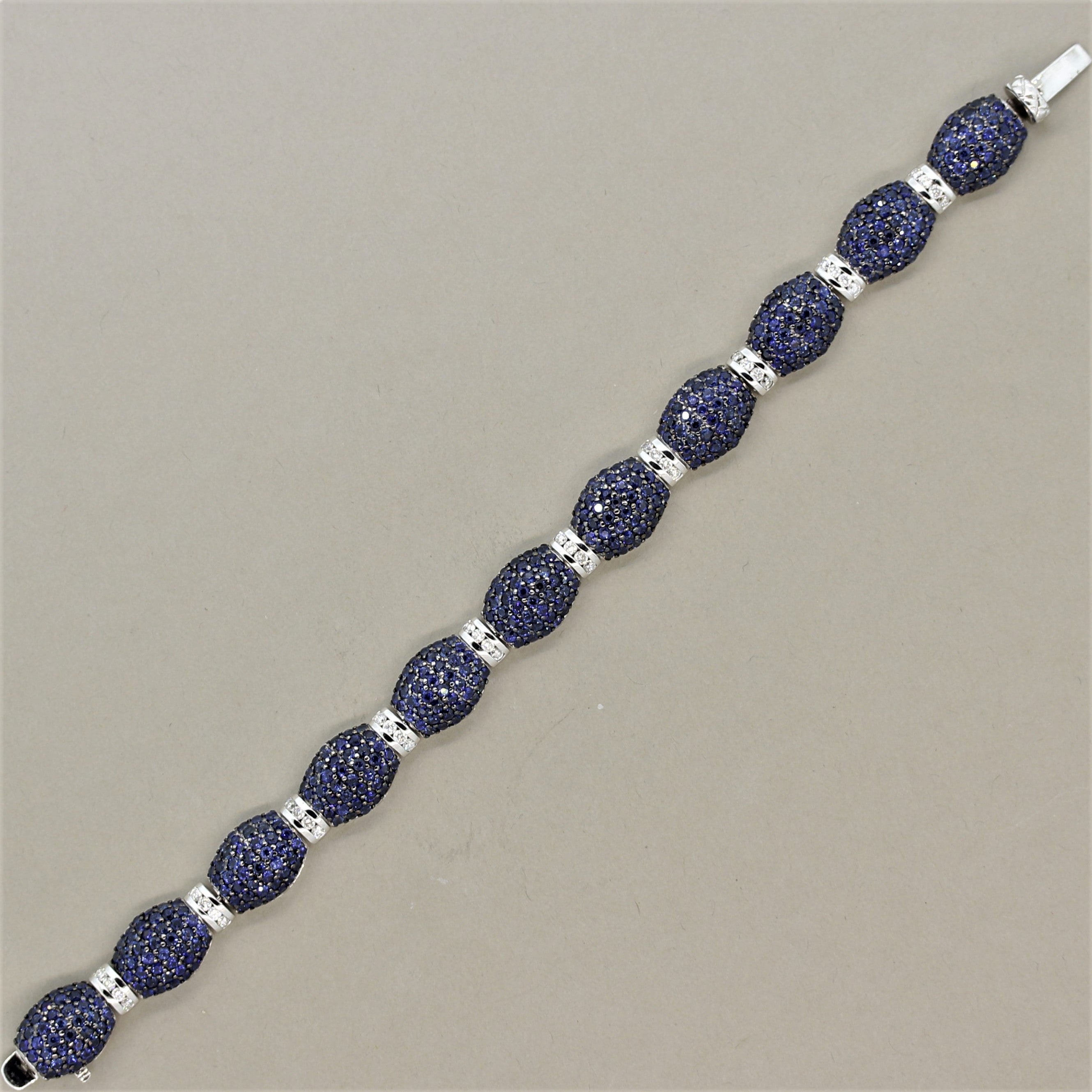 Blue Sapphire Diamond Gold Bracelet