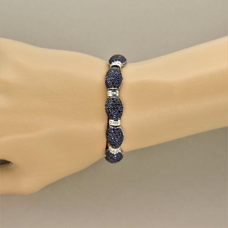 Blue Sapphire Diamond Gold Bracelet