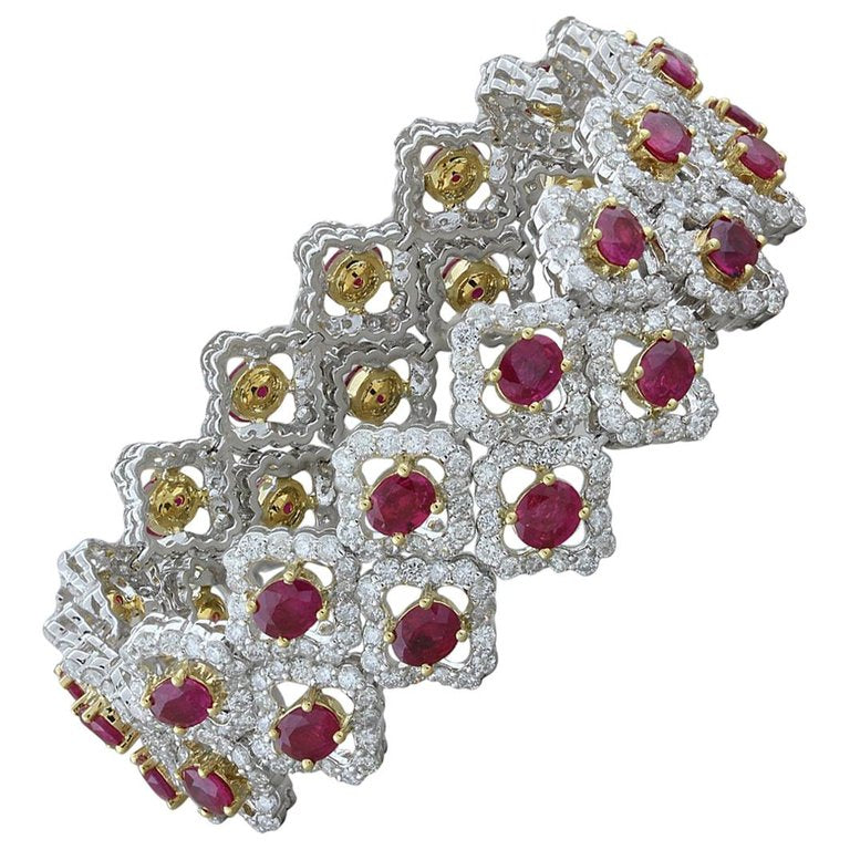 Ruby Diamond Double-Row Two-Tone Gold Bracelet