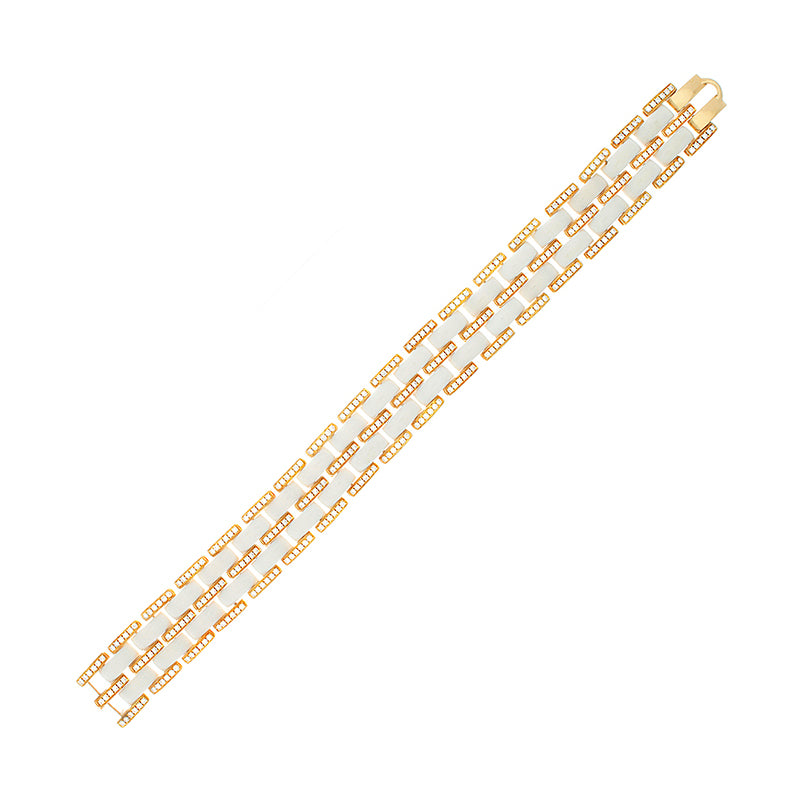 White Onyx Diamond Gold Bracelet