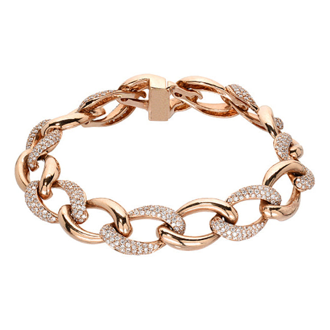 Diamond Pave Gold Chain Link Bracelet