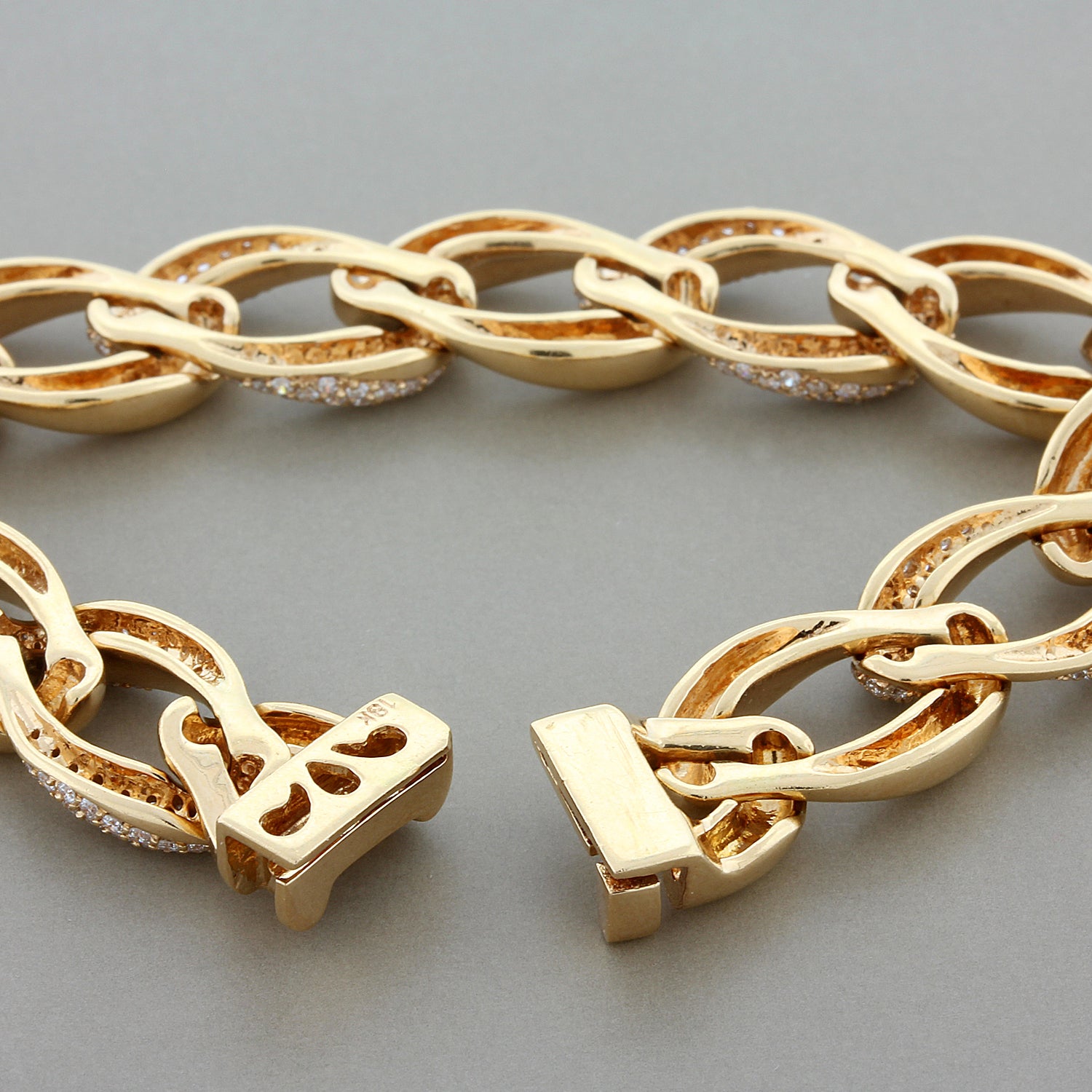 Diamond Pave Gold Chain Link Bracelet