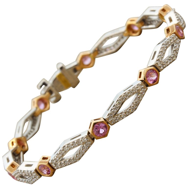 Neil Joseph Diamond Pink Sapphire Gold Bracelet