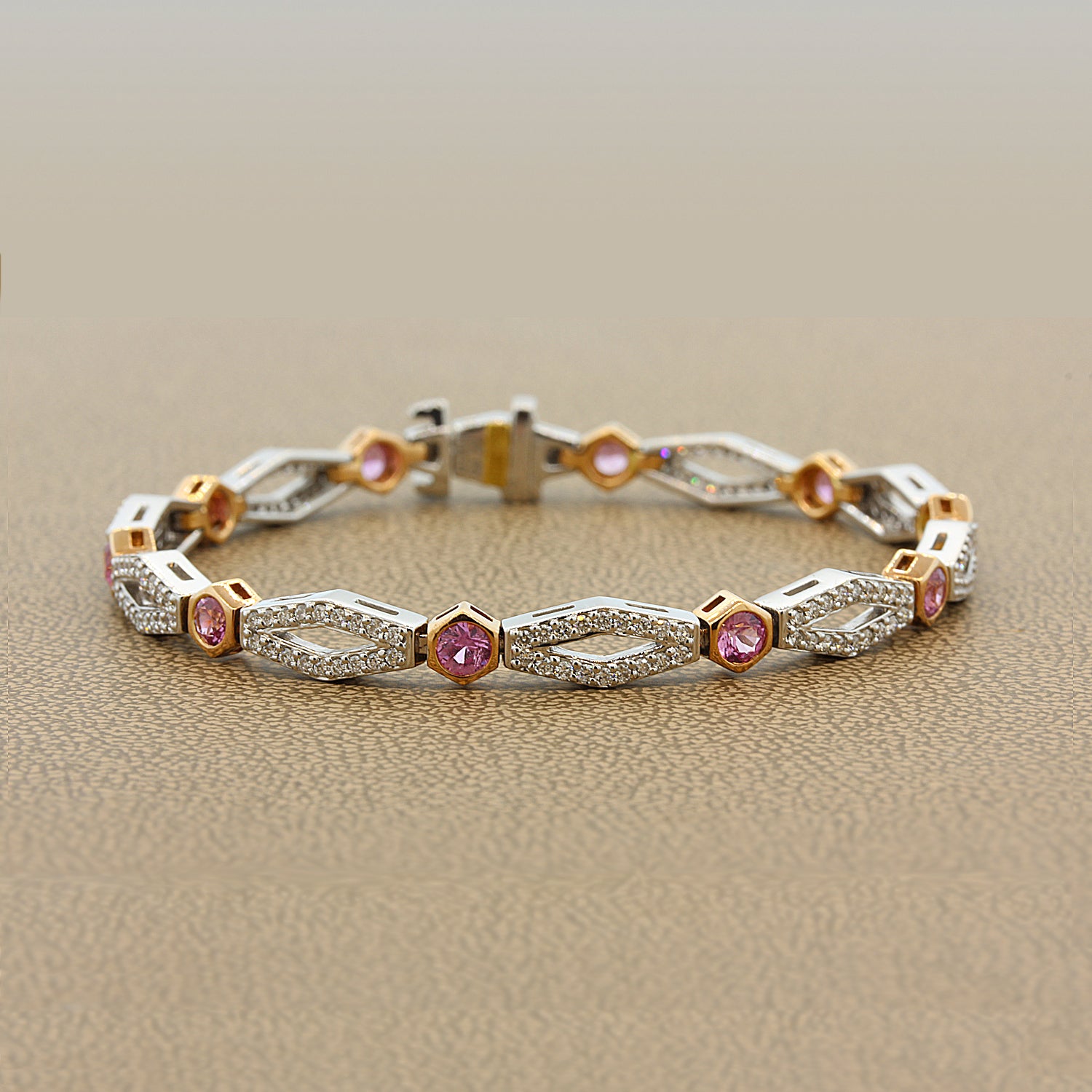 Neil Joseph Diamond Pink Sapphire Gold Bracelet