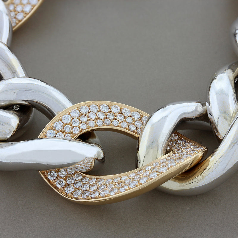 Magnificent Diamond Two-Tone Gold Link Bracelet