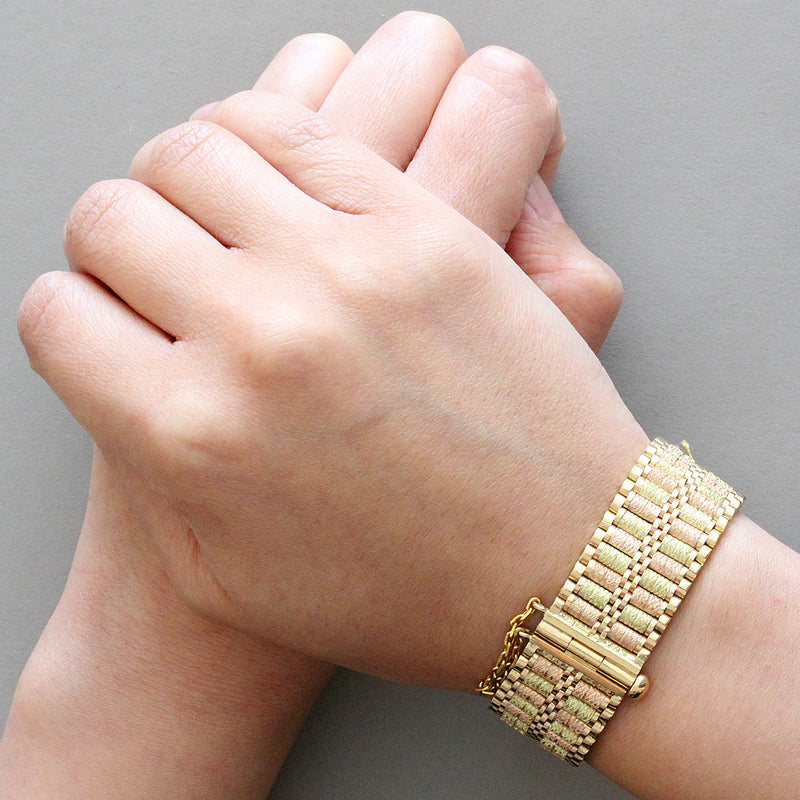 Iranian Two-Tone Textured Gold Bracelet