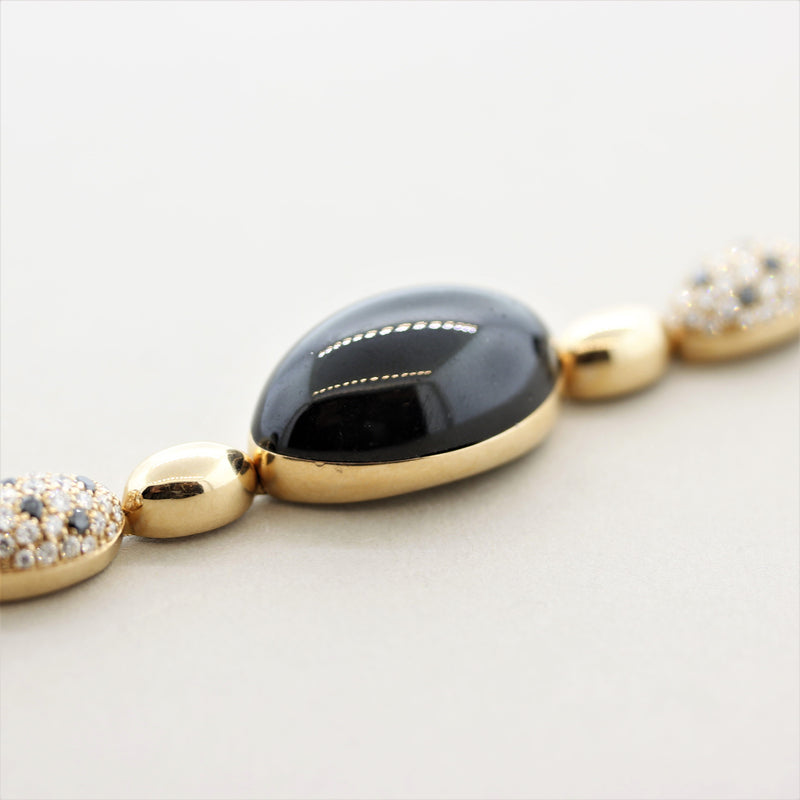 Diamond Onyx “Panther Pattern” Gold Bracelet