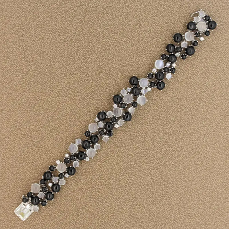 Moonstone Star Diopside Diamond Gold Bracelet