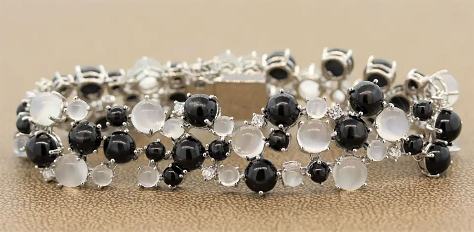 Moonstone Star Diopside Diamond Gold Bracelet