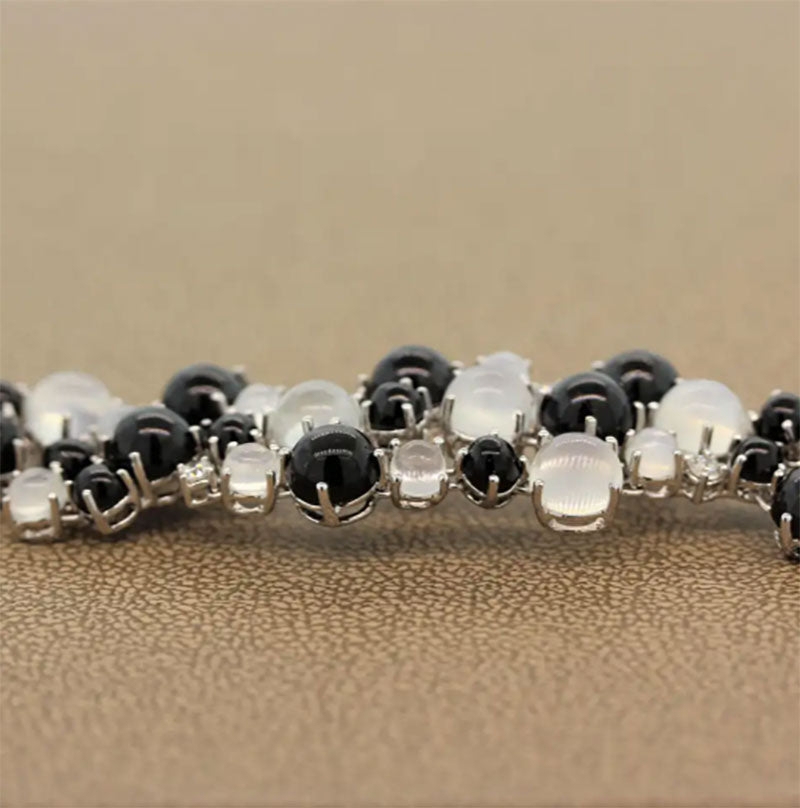 Moonstone Star Diopside Diamond Gold Bracelet