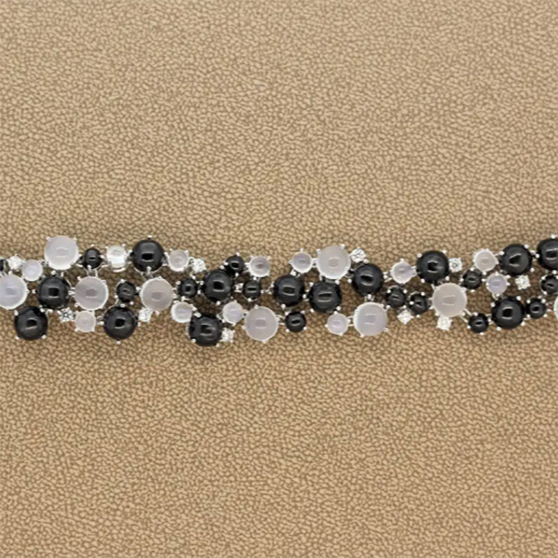 Moonstone Star Diopside Diamond Gold Bracelet