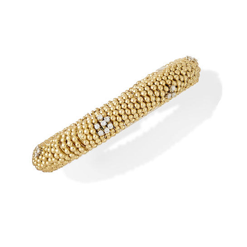 Estate Diamond Gold Bead Stretch Bracelet