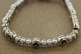 Modern Blue Sapphire Diamond Gold Tennis Bracelet