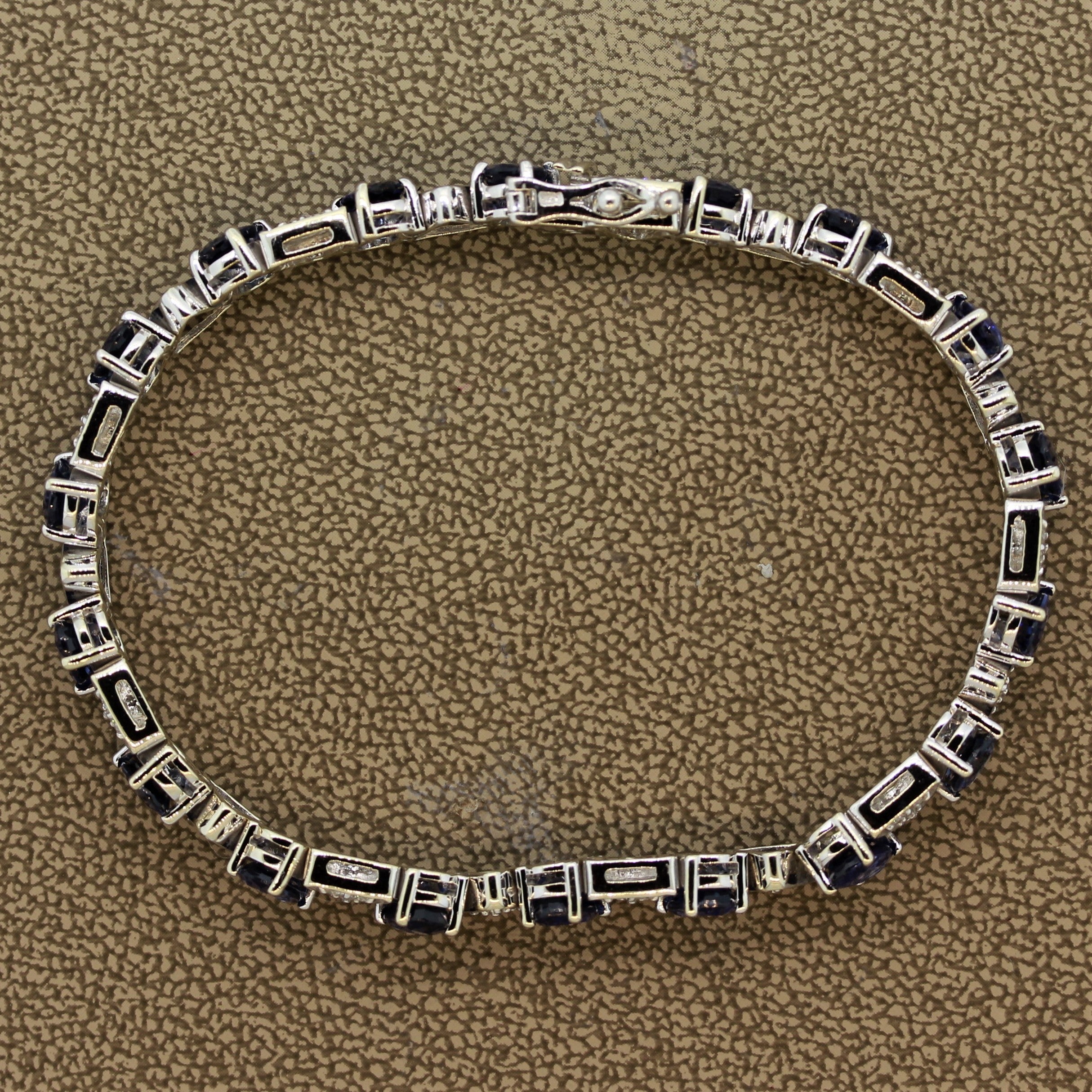 Blue Sapphire Diamond Gold Tennis Bracelet