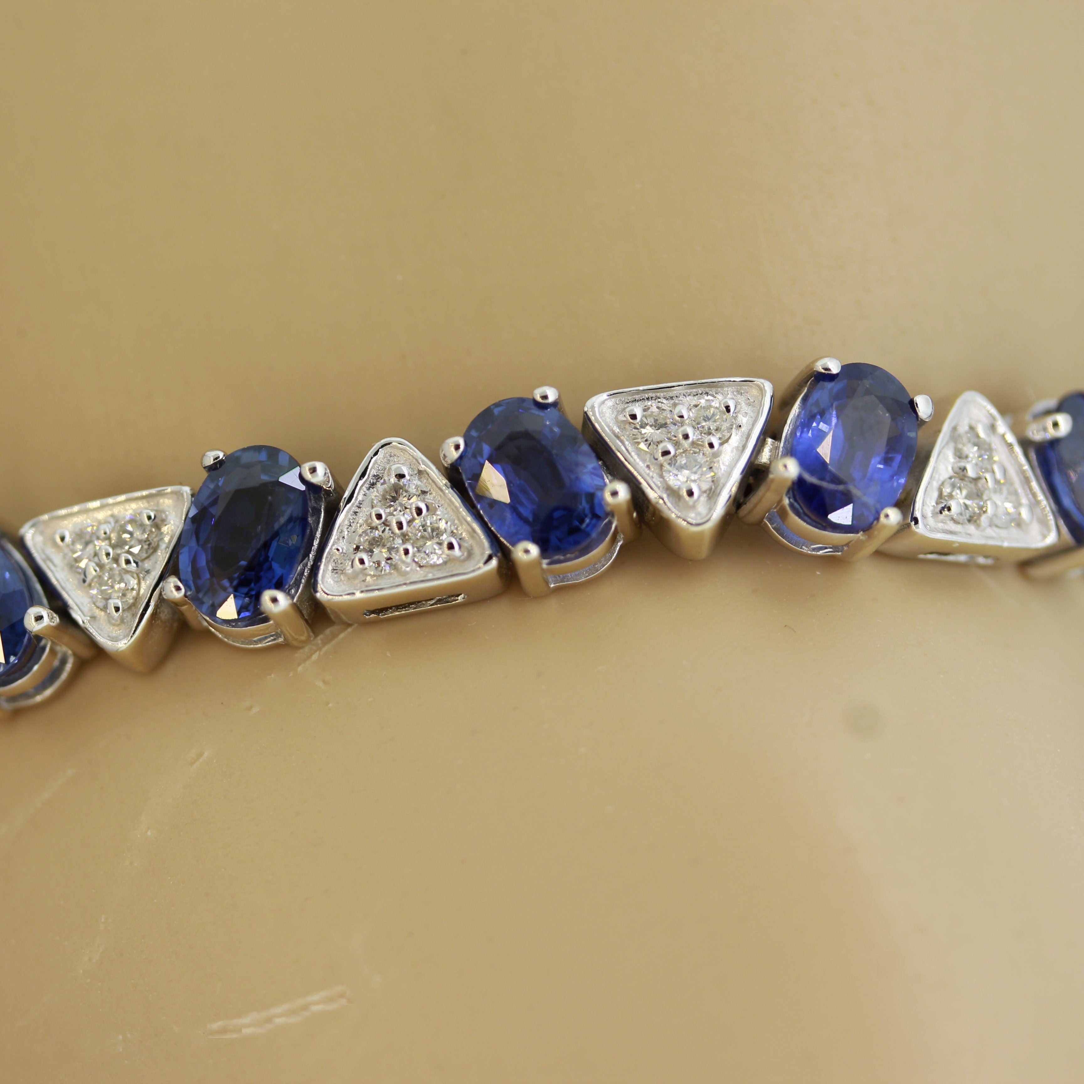 Blue Sapphire Diamond Gold Tennis Bracelet