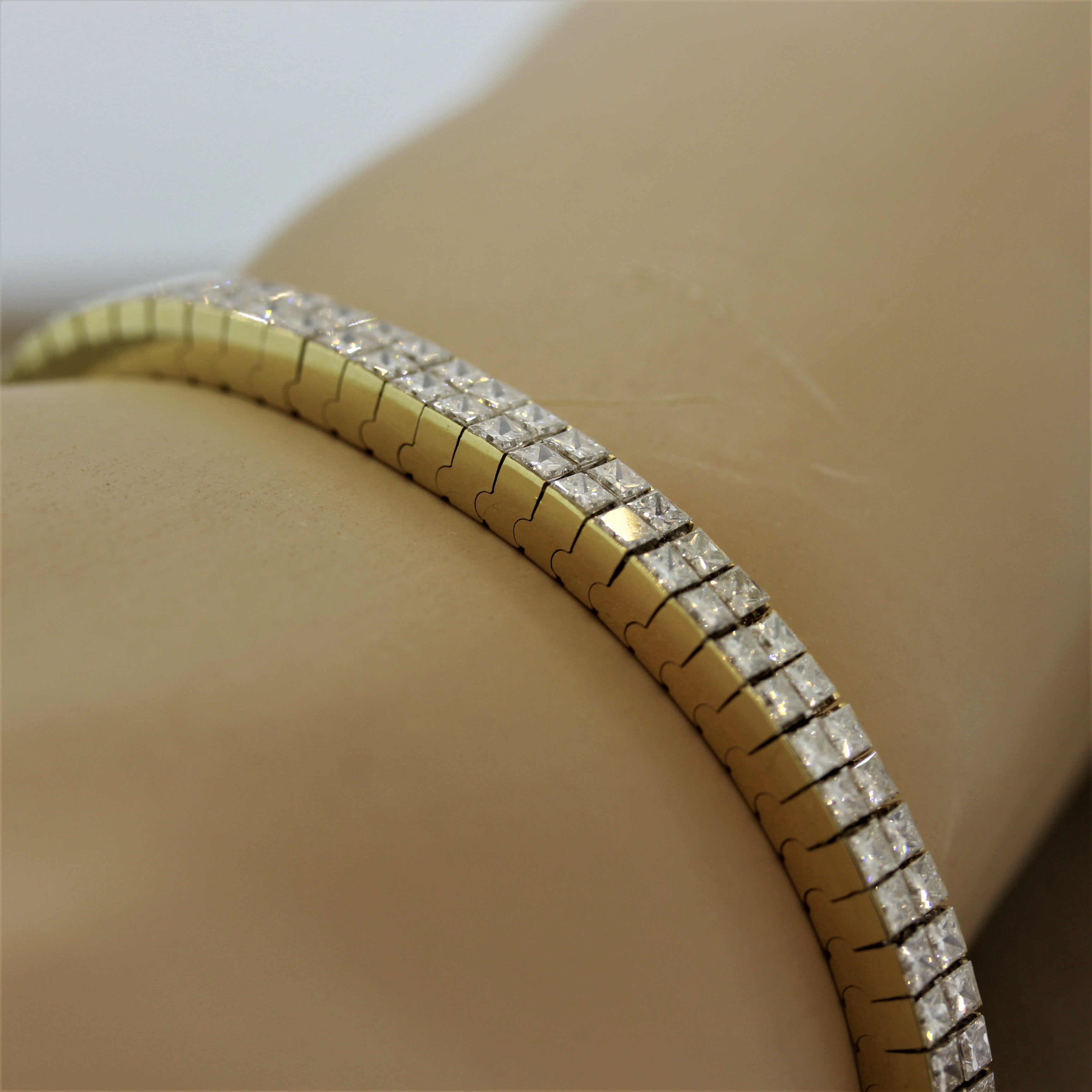 Diamond Double Row Gold Tennis Bracelet