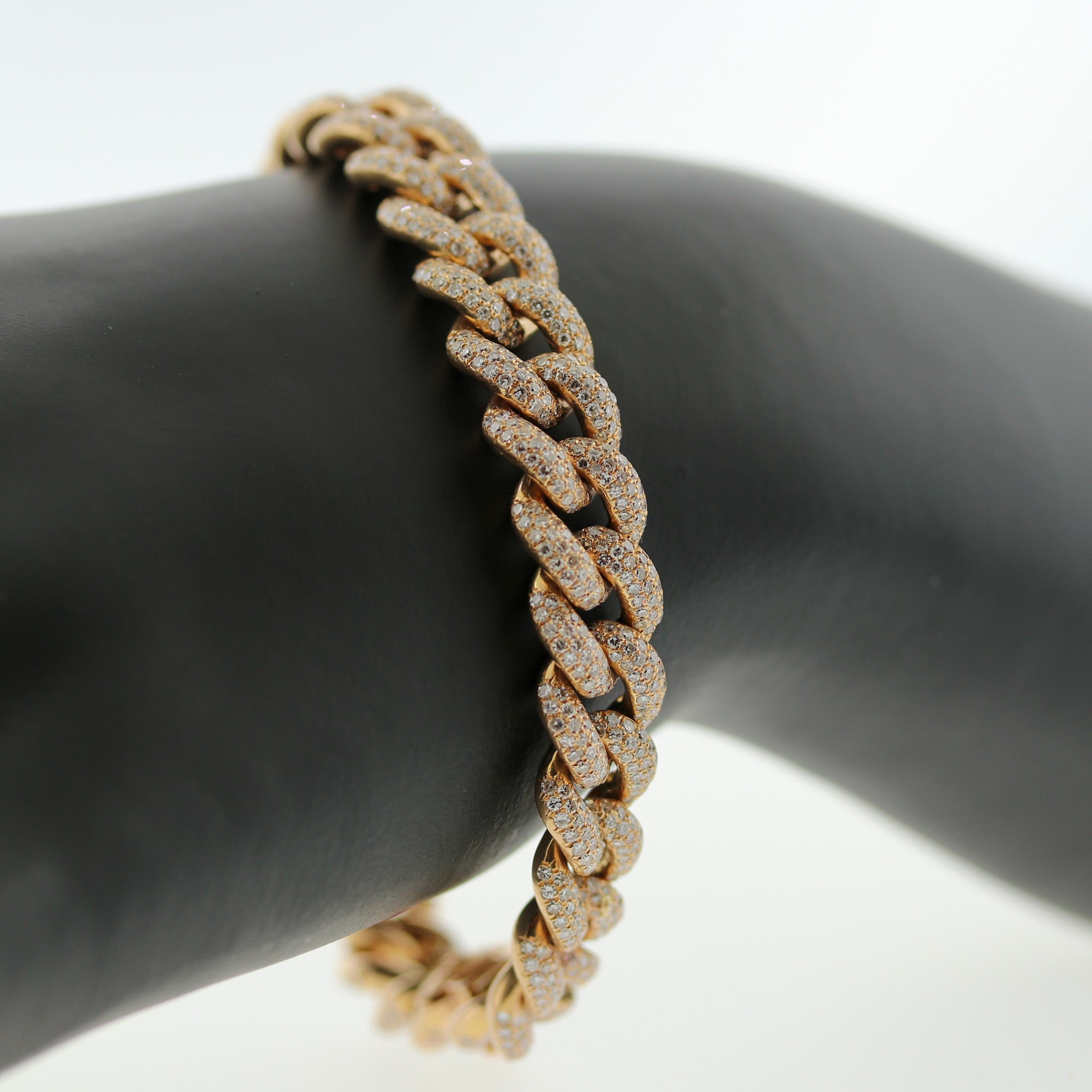 Diamond Pave Rose Gold Cuban Link Bracelet