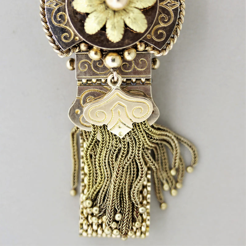 Victorian Antique Floral Motif Gold Slide Bracelet