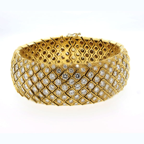 Italian Wide Diamond Cascade Gold Bracelet