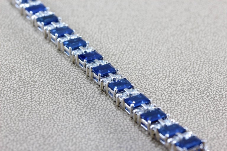 Gem Sapphire Diamond Gold Tennis Bracelet