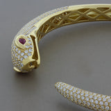 Diamond Ruby Gold Snake Cuff
