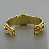 Estate Opal Pearl Tsavorite Amethyst Two-Tone Gold Cuff Bracelet
