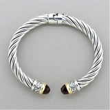 Italian Alisa Garnet Sterling Silver & Gold Twisted Cable Bracelet