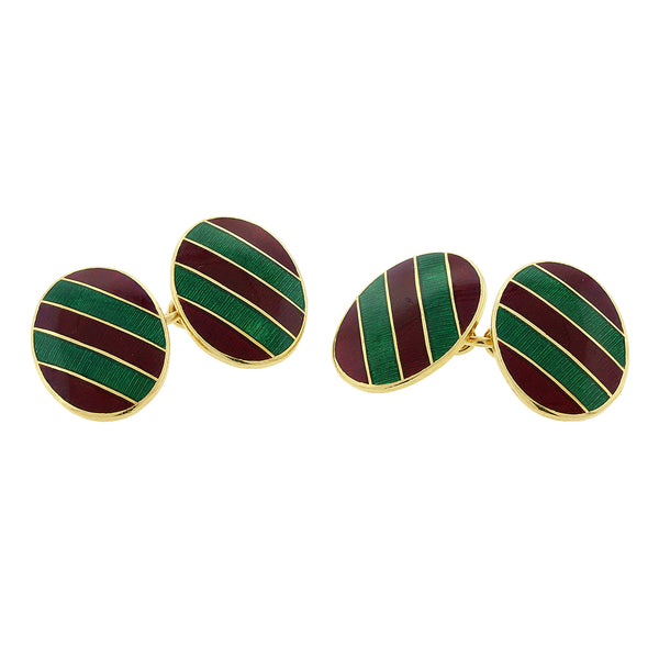 Tiffany & Co. Red and Green Enamel Gold Cufflinks