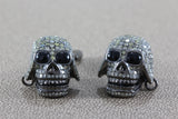 Pirate Skull Diamond Onyx Gold Cufflinks