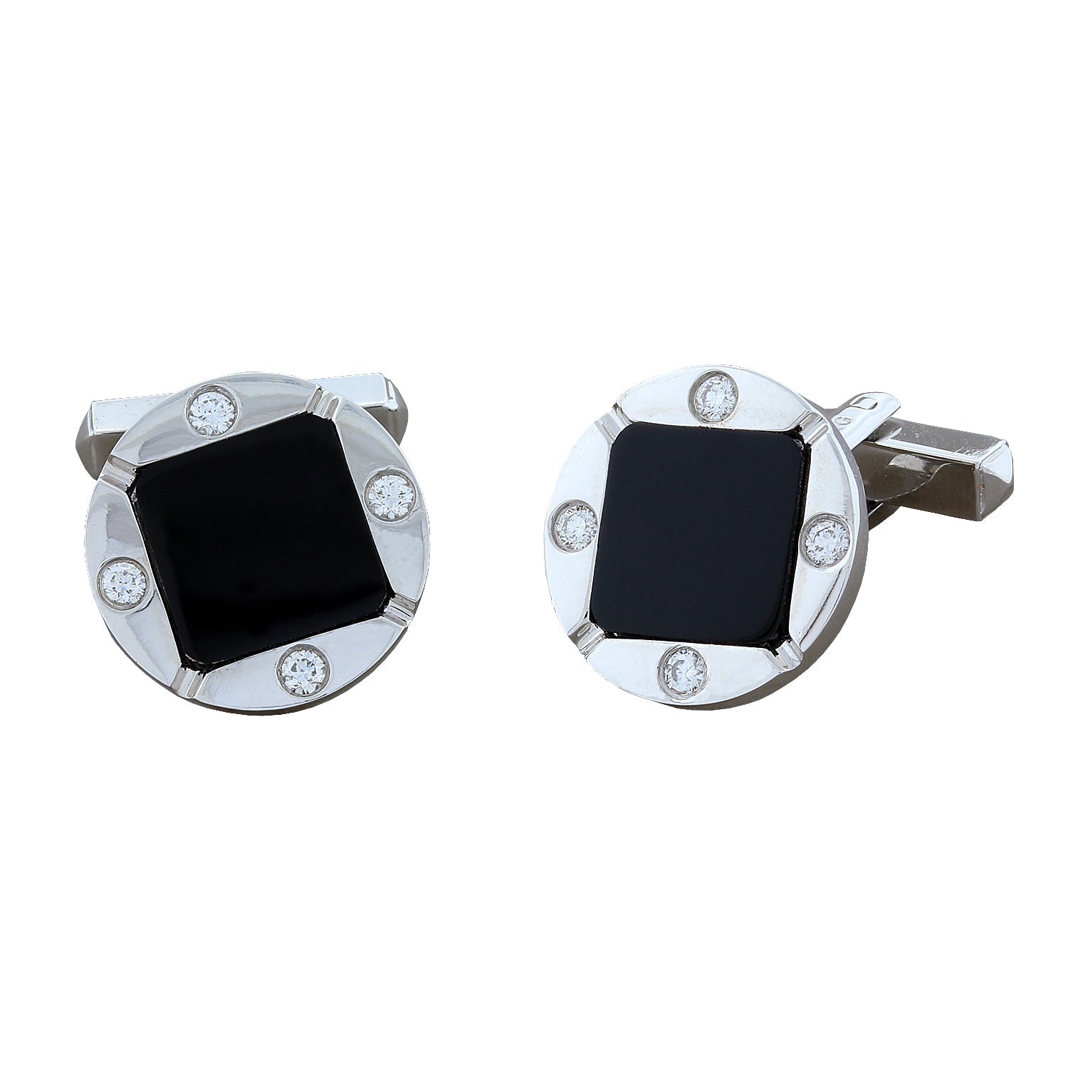 Diamond Black Onyx Gold Cufflinks