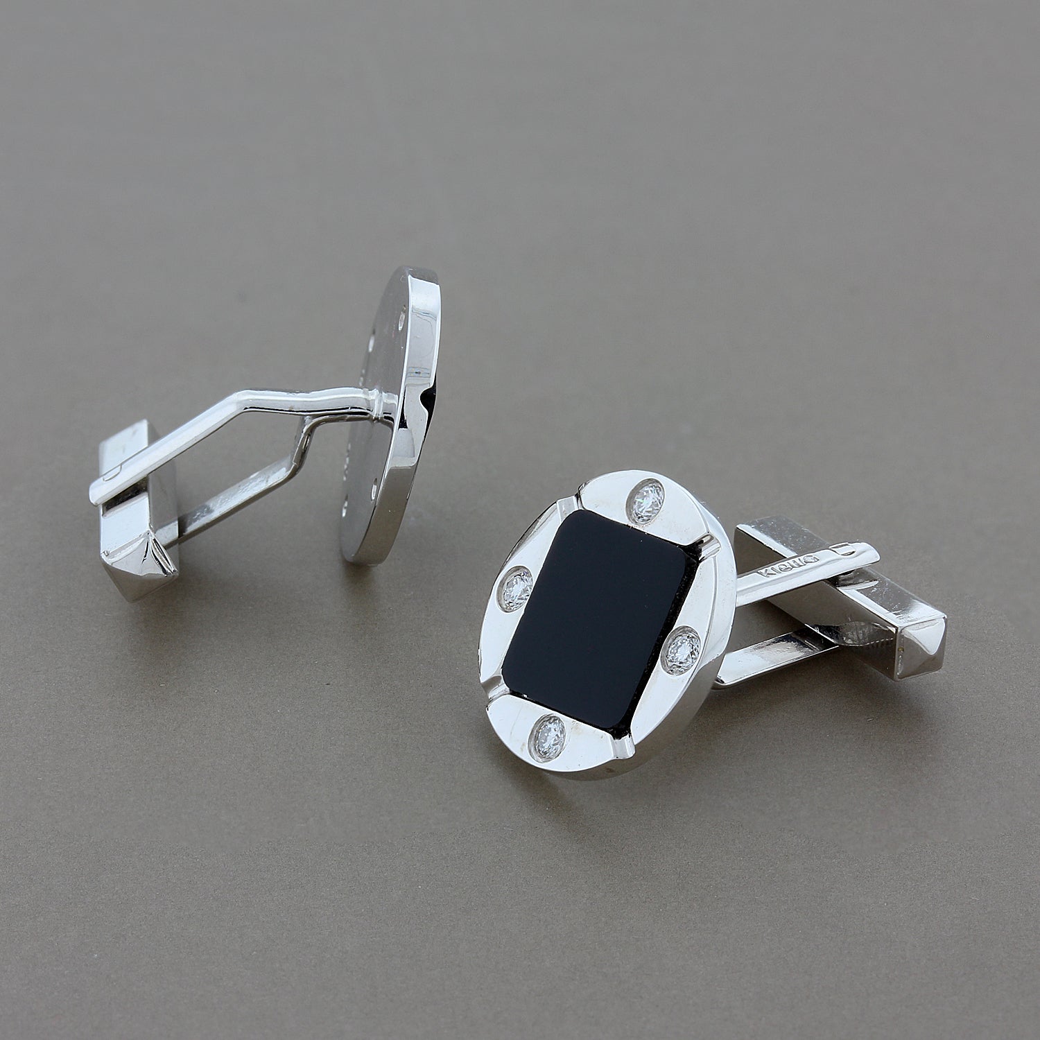 Diamond Black Onyx Gold Cufflinks