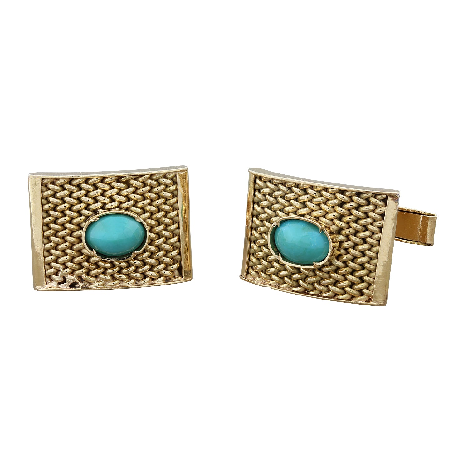 Estate Turquoise Gold Cufflinks