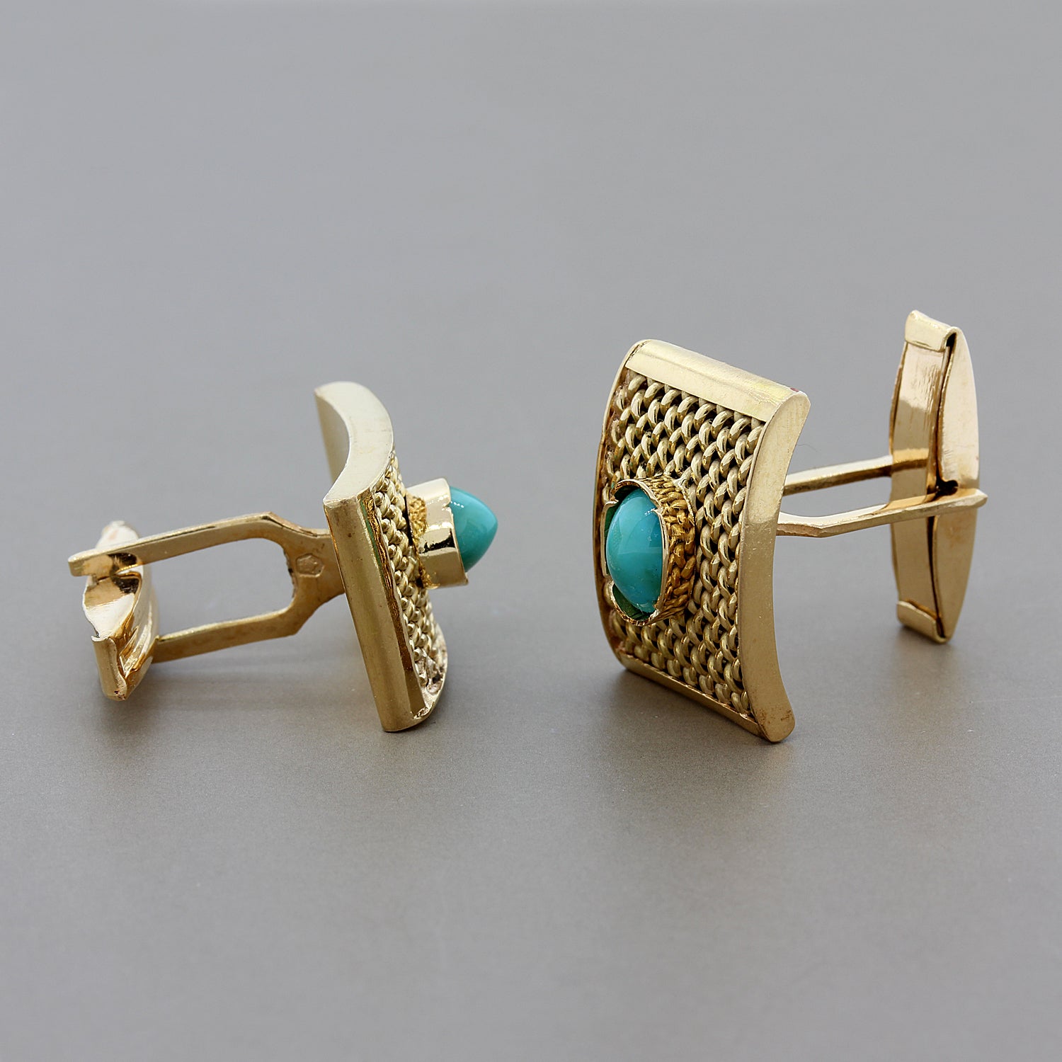 Estate Turquoise Gold Cufflinks