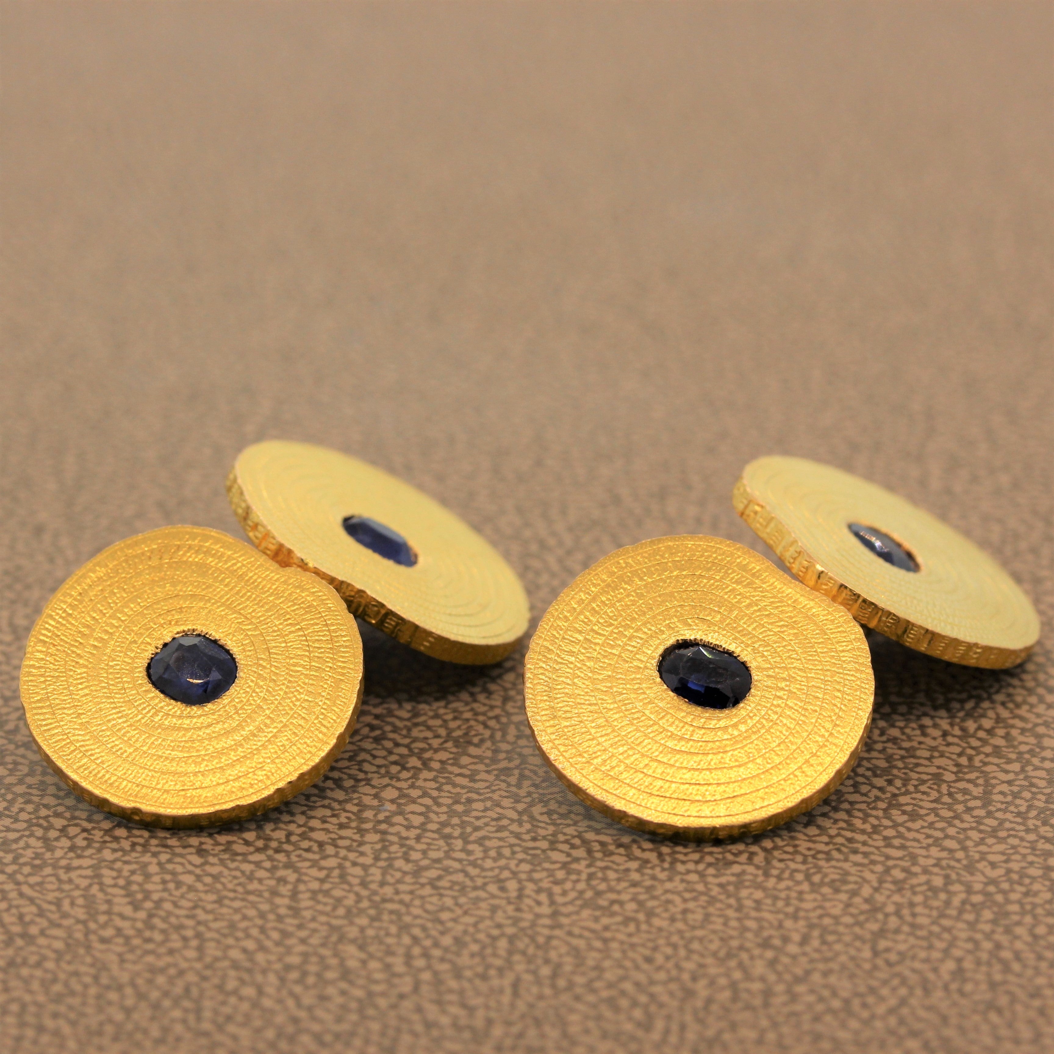 Sapphire Gold Cufflinks