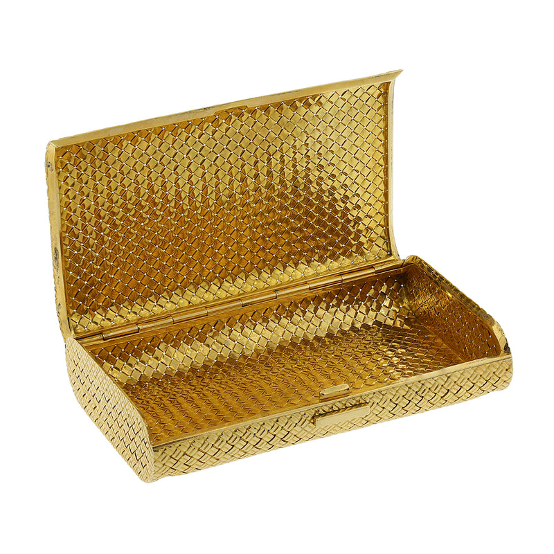 Van Cleef & Arpels Gold Necessaire Basket Weave Case