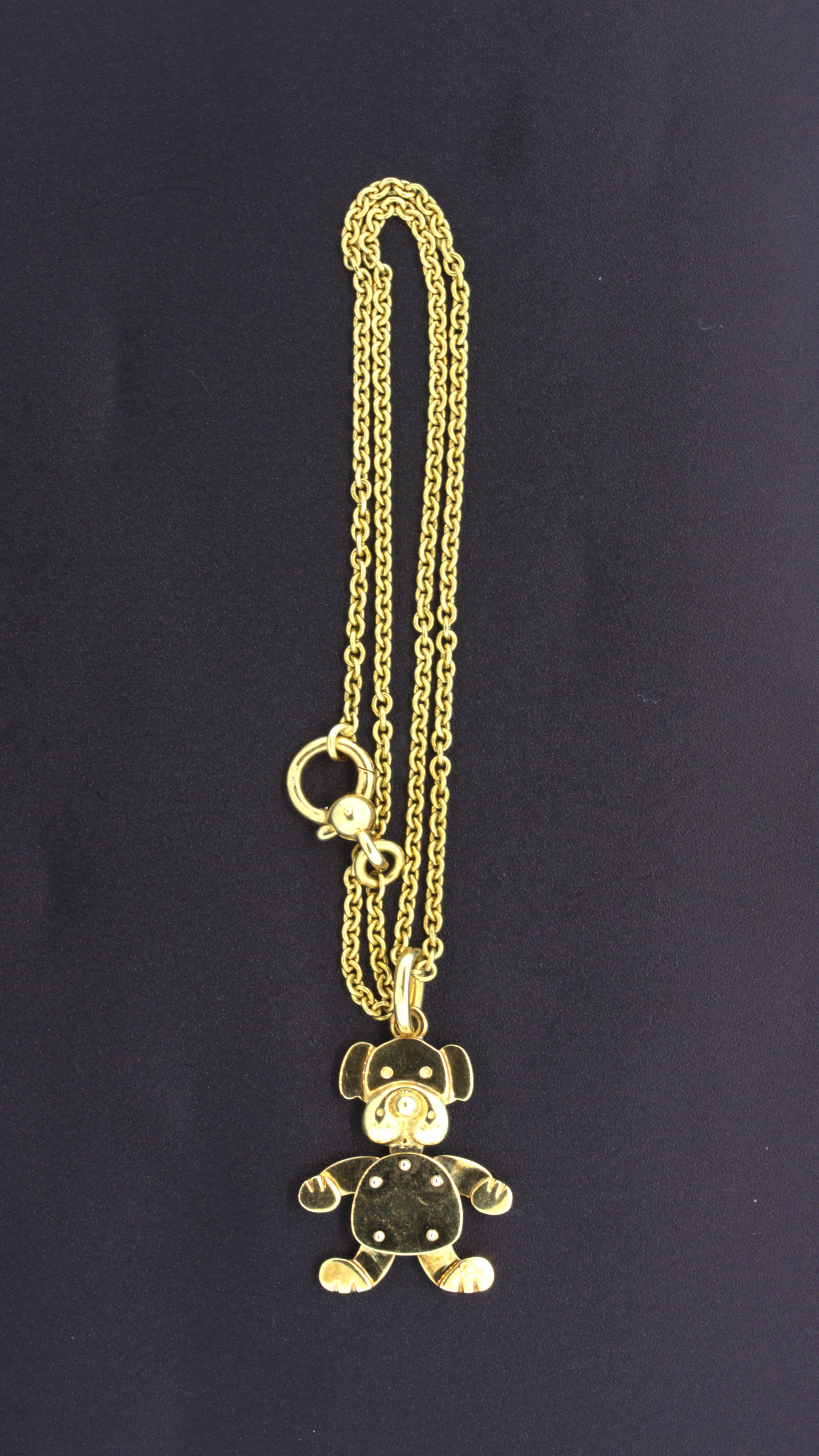 Pomellato 18k Yellow Gold Puppy Dog Pendant Necklace