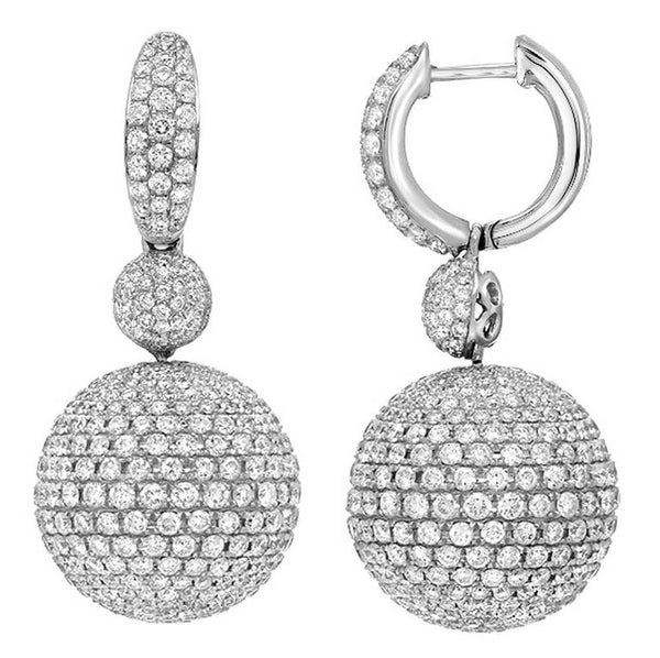 Diamond Pave Sphere Gold Drop Earrings