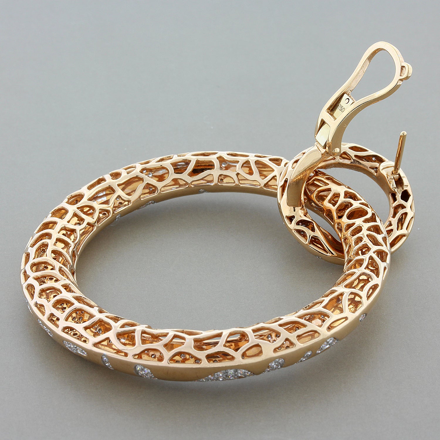 Estate Diamond Gold Hoop Earrings