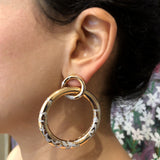 Estate Diamond Gold Hoop Earrings