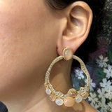 Modern Moonstone Diamond Gold Earrings