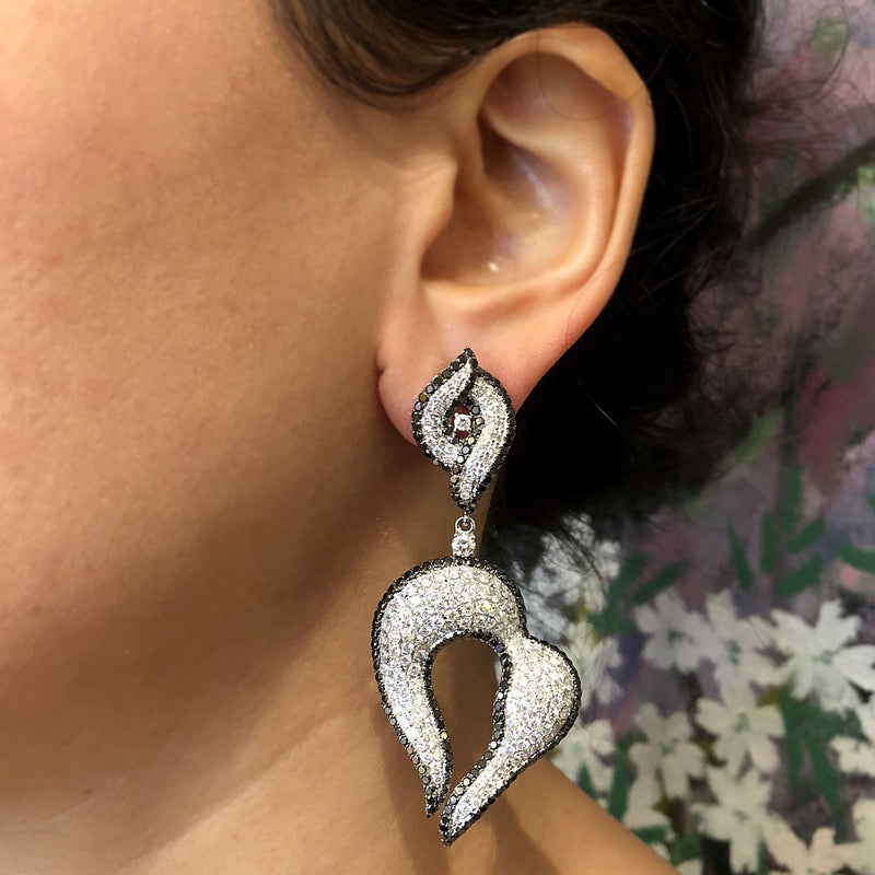 Diamond Gold Drop Swirl Earrings