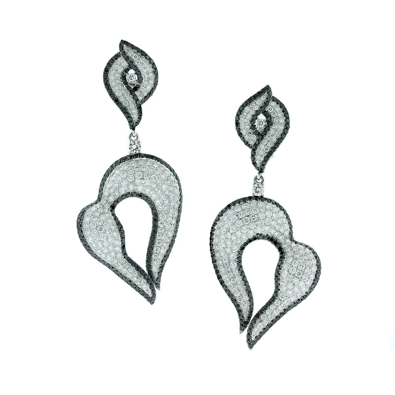 Diamond Gold Drop Swirl Earrings