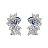 Spectacular Blue Sapphire Diamond Cluster Earrings