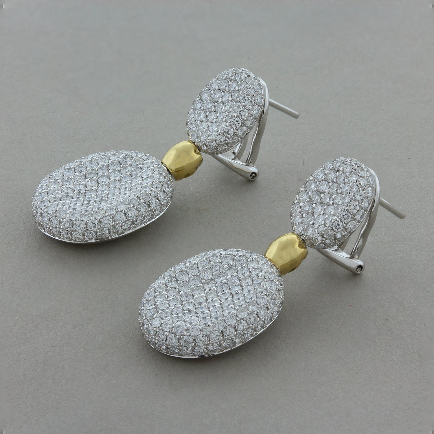 Diamond Two-Tone Gold Drop Earrings