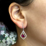 Ruby Diamond Gold Silhouette Drop Earrings