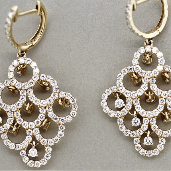 Diamond Dangle Gold Drop Chandelier Earrings