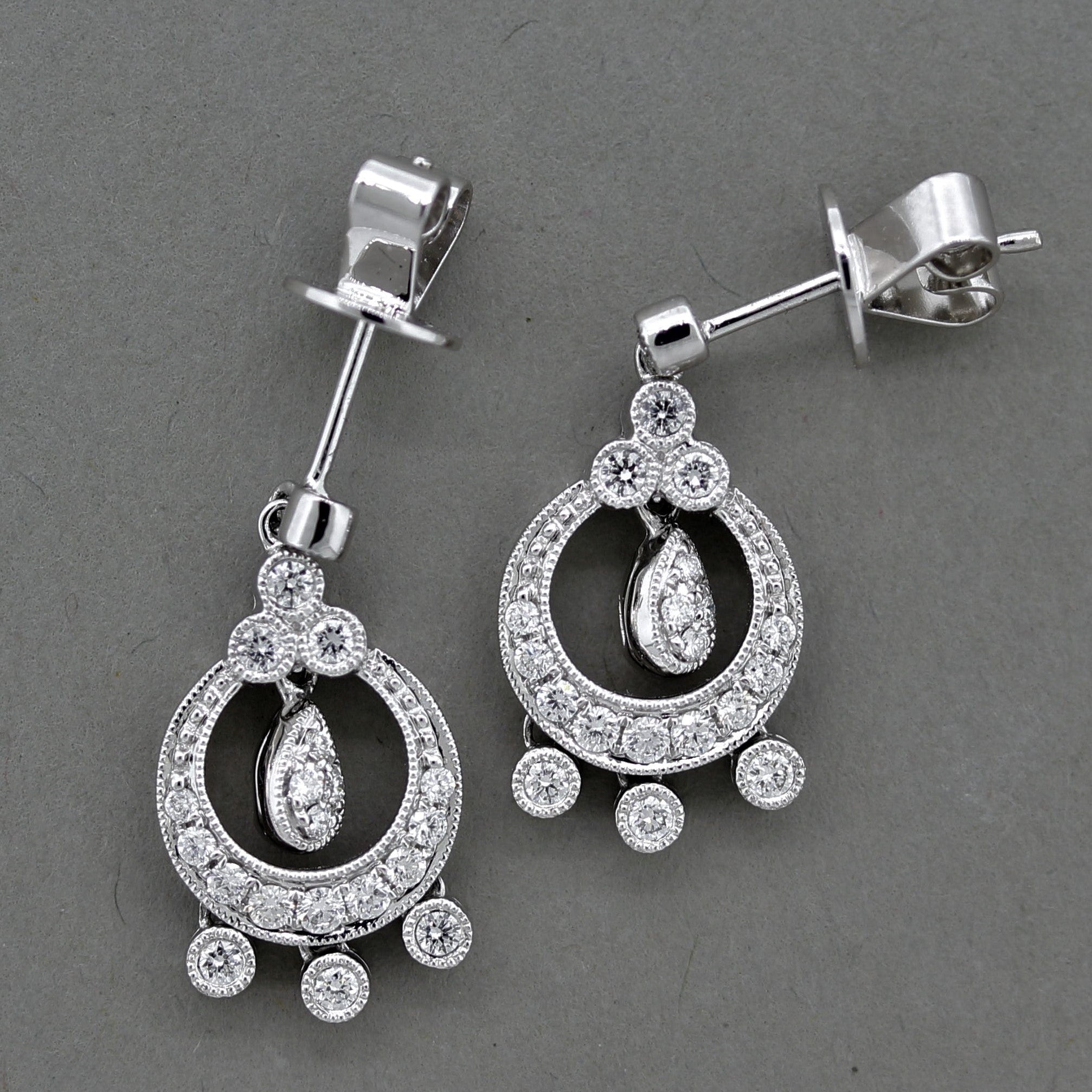 Diamond Dangle Gold Drop Earrings