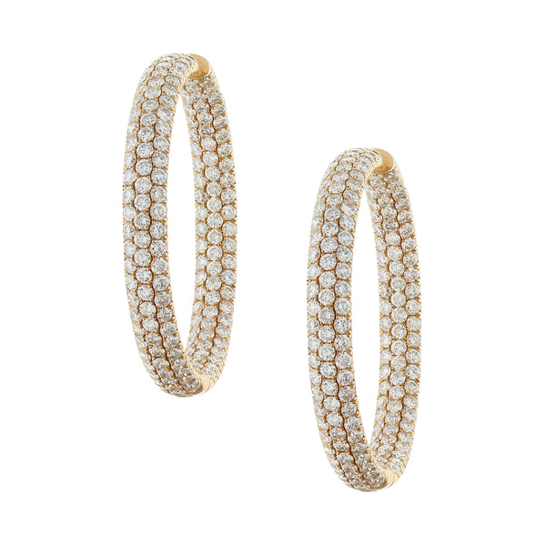 Magnificent Pave Diamond Gold Hoop Inside-Out Earrings