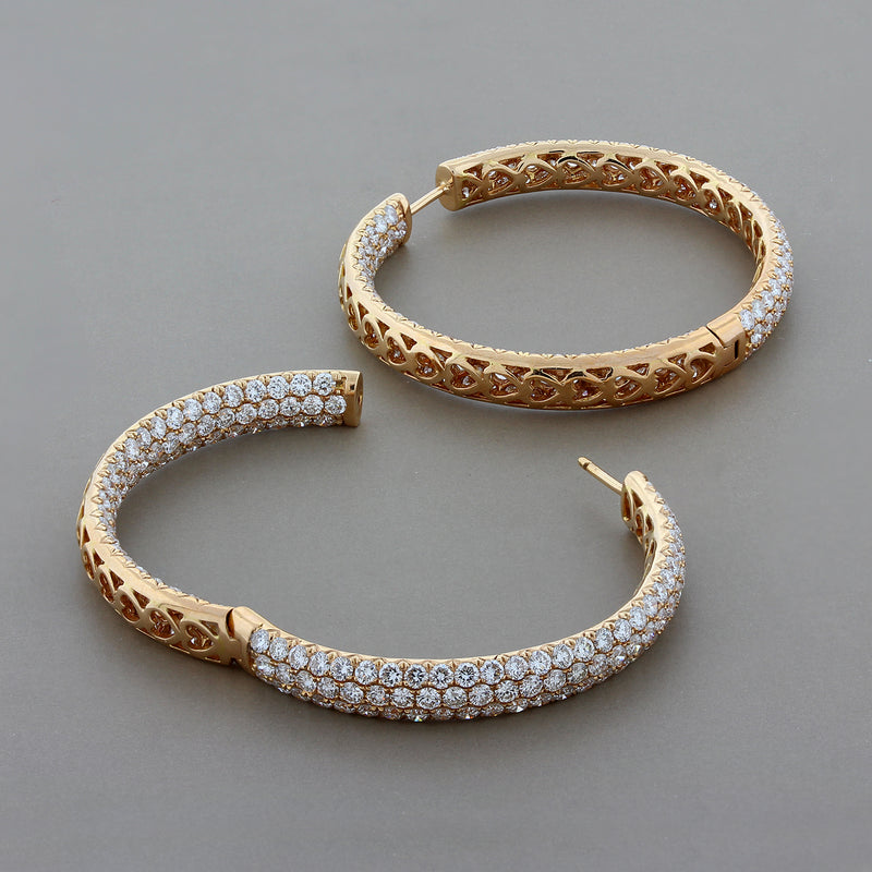 Magnificent Pave Diamond Gold Hoop Inside-Out Earrings