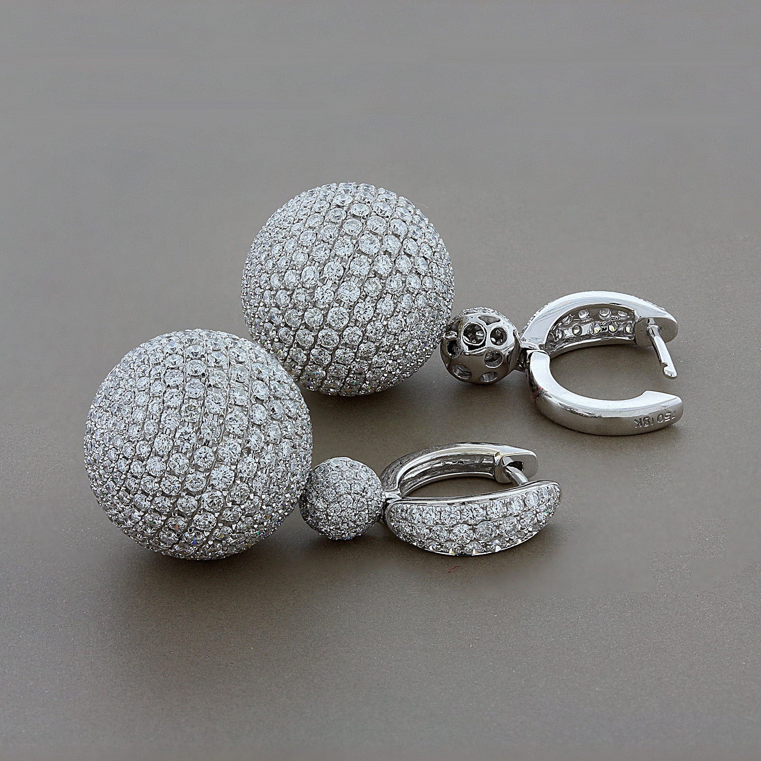 Diamond Pave Sphere Gold Drop Earrings